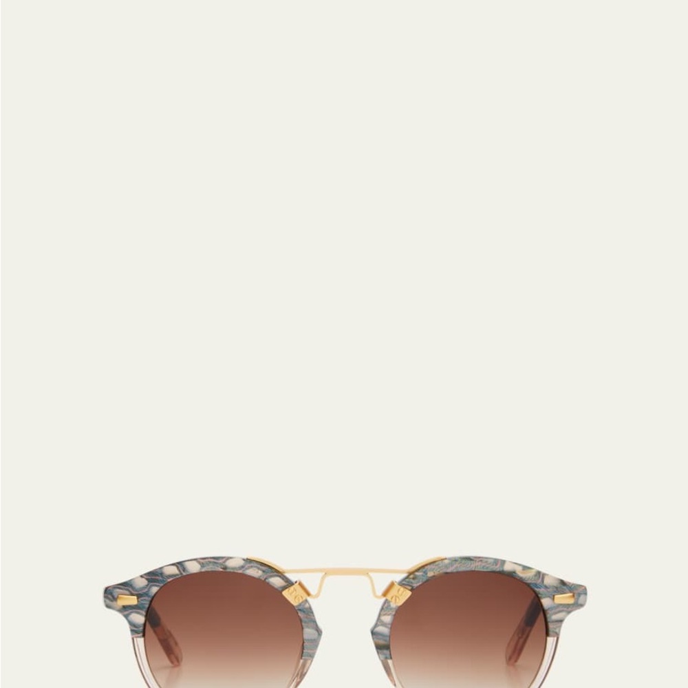 Krewe St. Louis Round Gradient Acetate Aviator Sunglasses